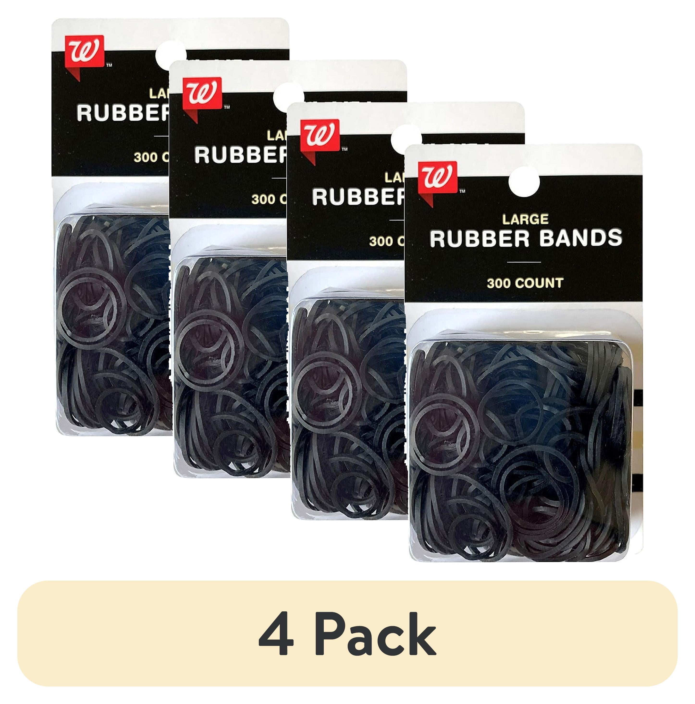 (4 pack) Walgreens Large Silicone Hair Rubber Polybands, Black, 300-Pieces