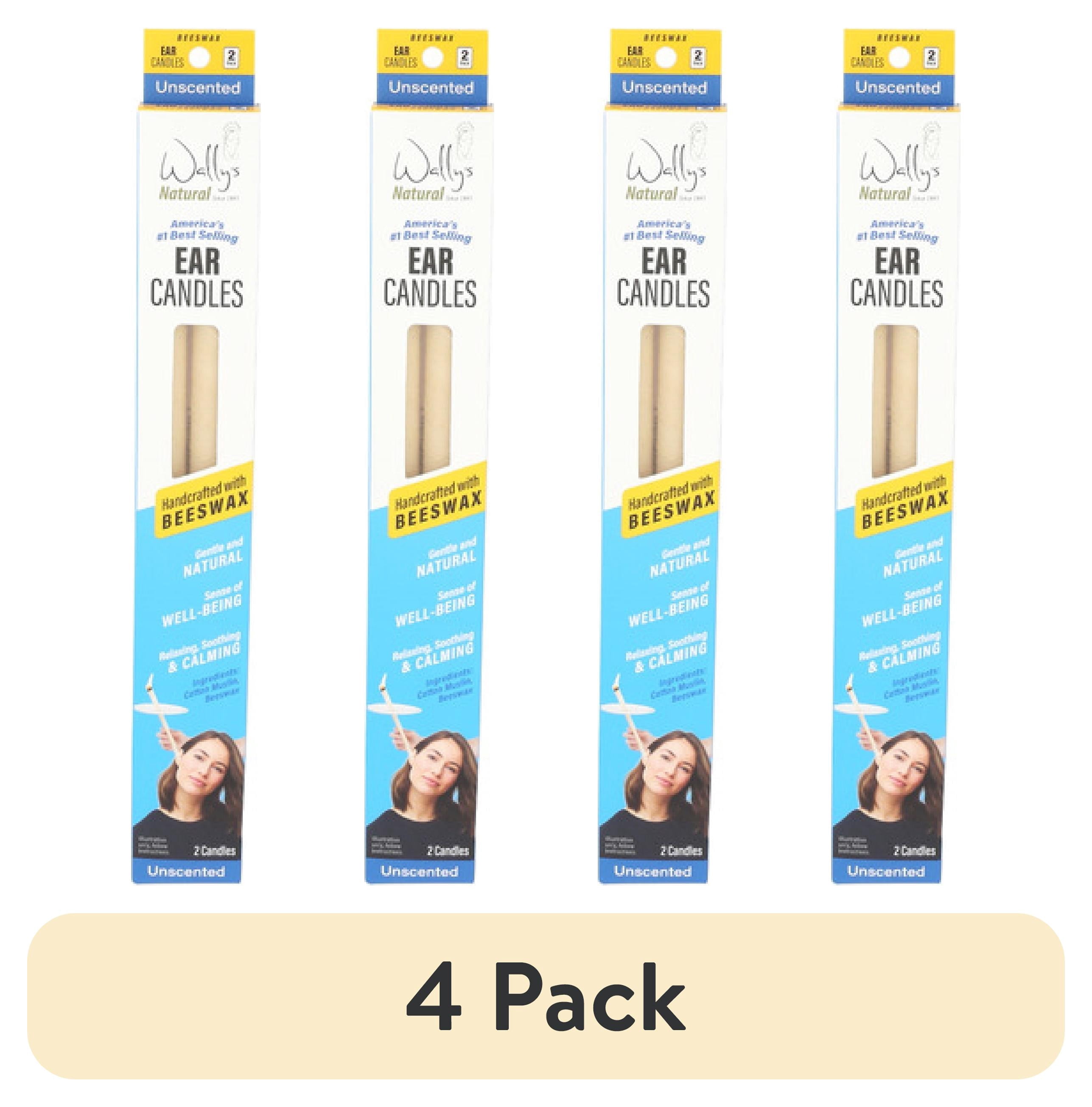 (4 pack) Wally's Natural Unscented Beeswax Ear Candles, 2 pack