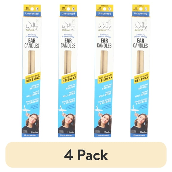 (4 pack) Wally's Natural Unscented Beeswax Ear Candles, 2 pack