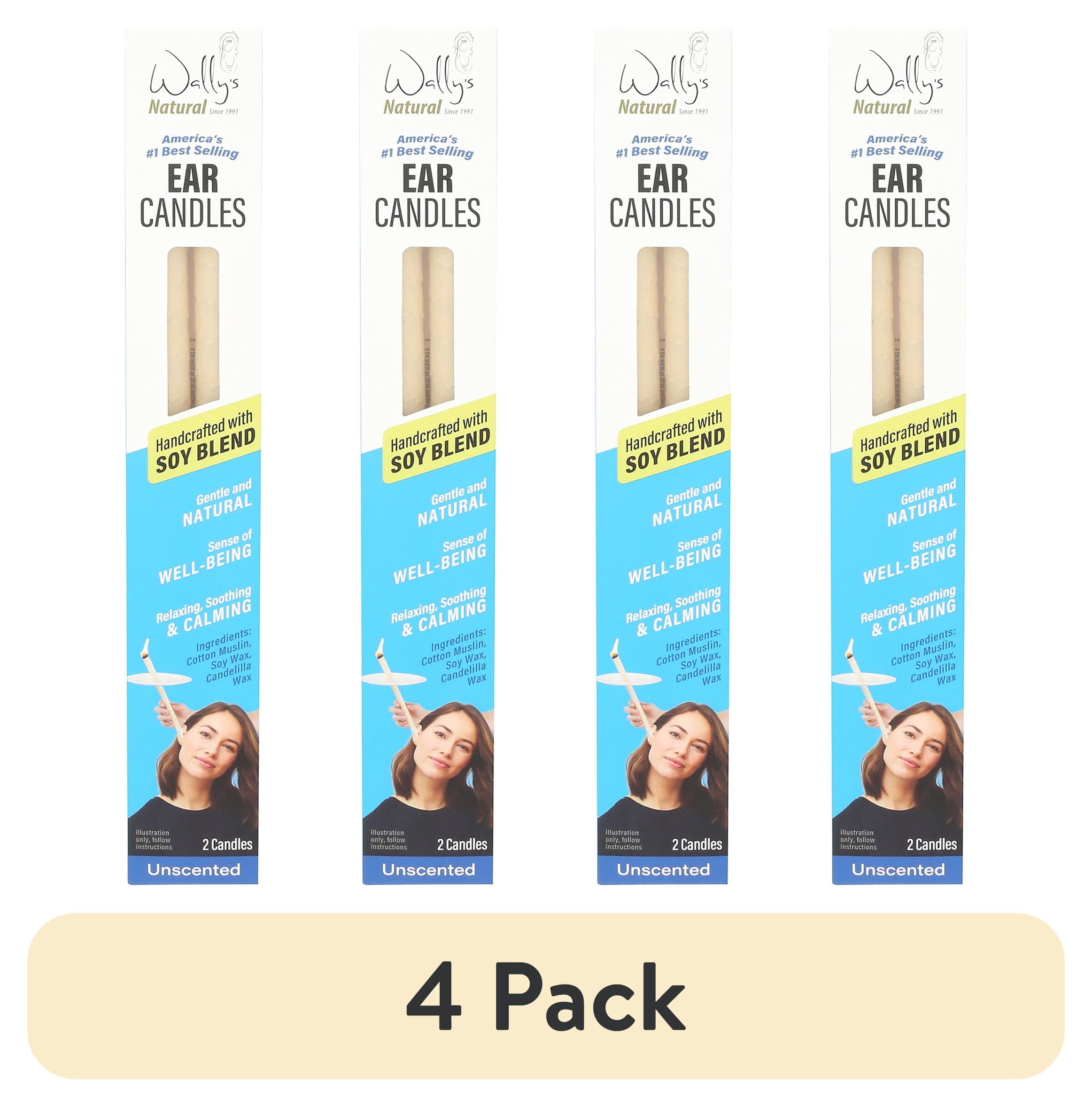 (4 pack) Wally’s Natural Unscented Soy Wax Ear Candles, 2 pack
