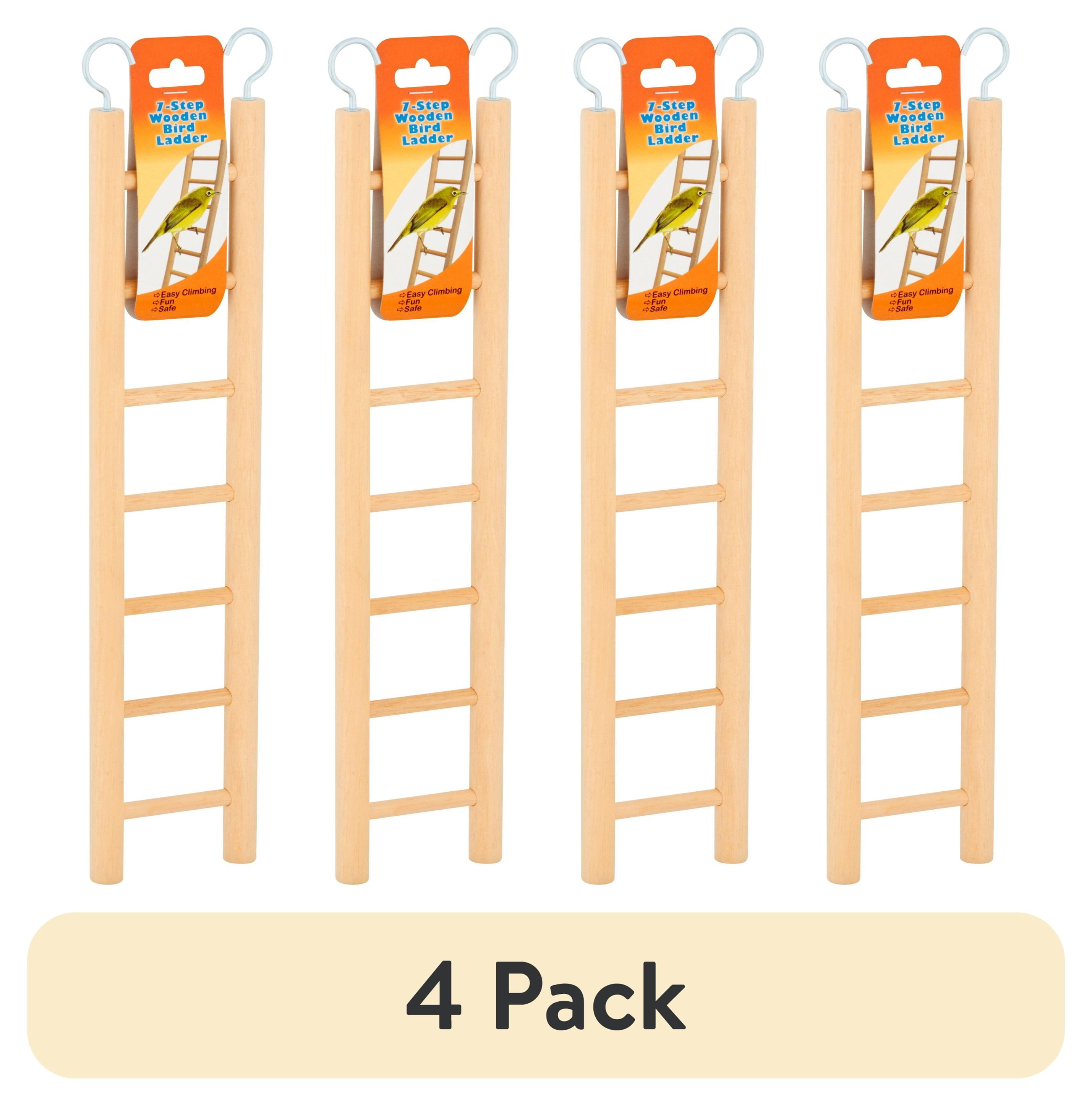 (4 pack) Walmart 7-Step Wooden Bird Ladder for Parakeets & Finches, Brown