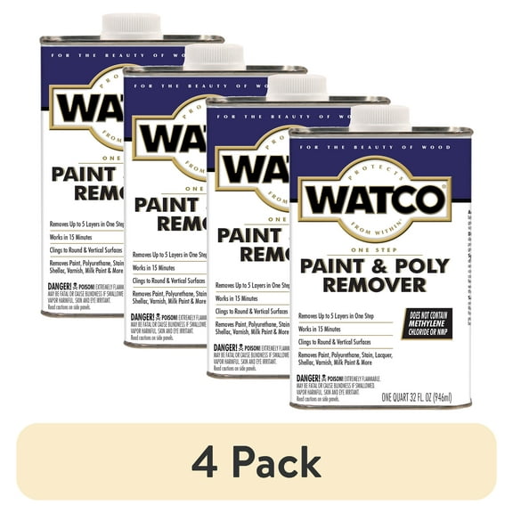 (4 pack) Watco One Step Paint & Poly Remover-351926, Quart