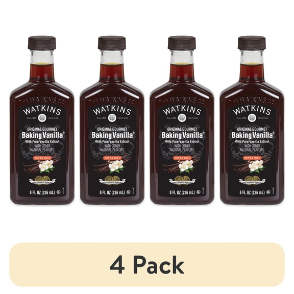 (4 pack) Watkins Original Gourmet Baking Vanilla, 8 fl oz – Rich Vanilla Flavor for Everyday Baking & Desserts