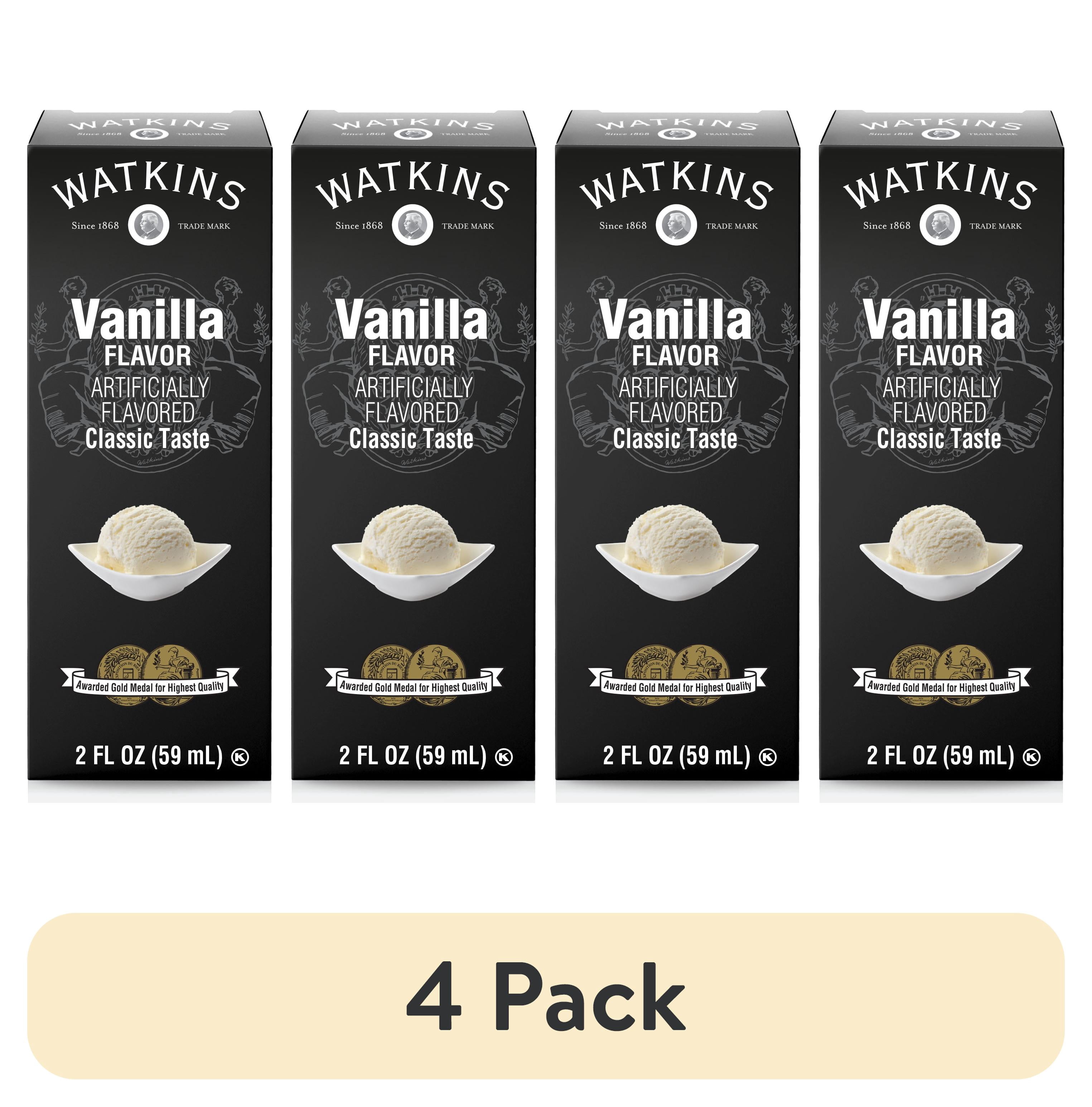 (4 pack) Watkins Vanilla Flavor, 2 fl oz (Baking Extract, Plastic Container)