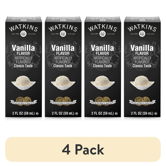 (4 pack) Watkins Vanilla Flavor, 2 fl oz (Baking Extract, Plastic Container)