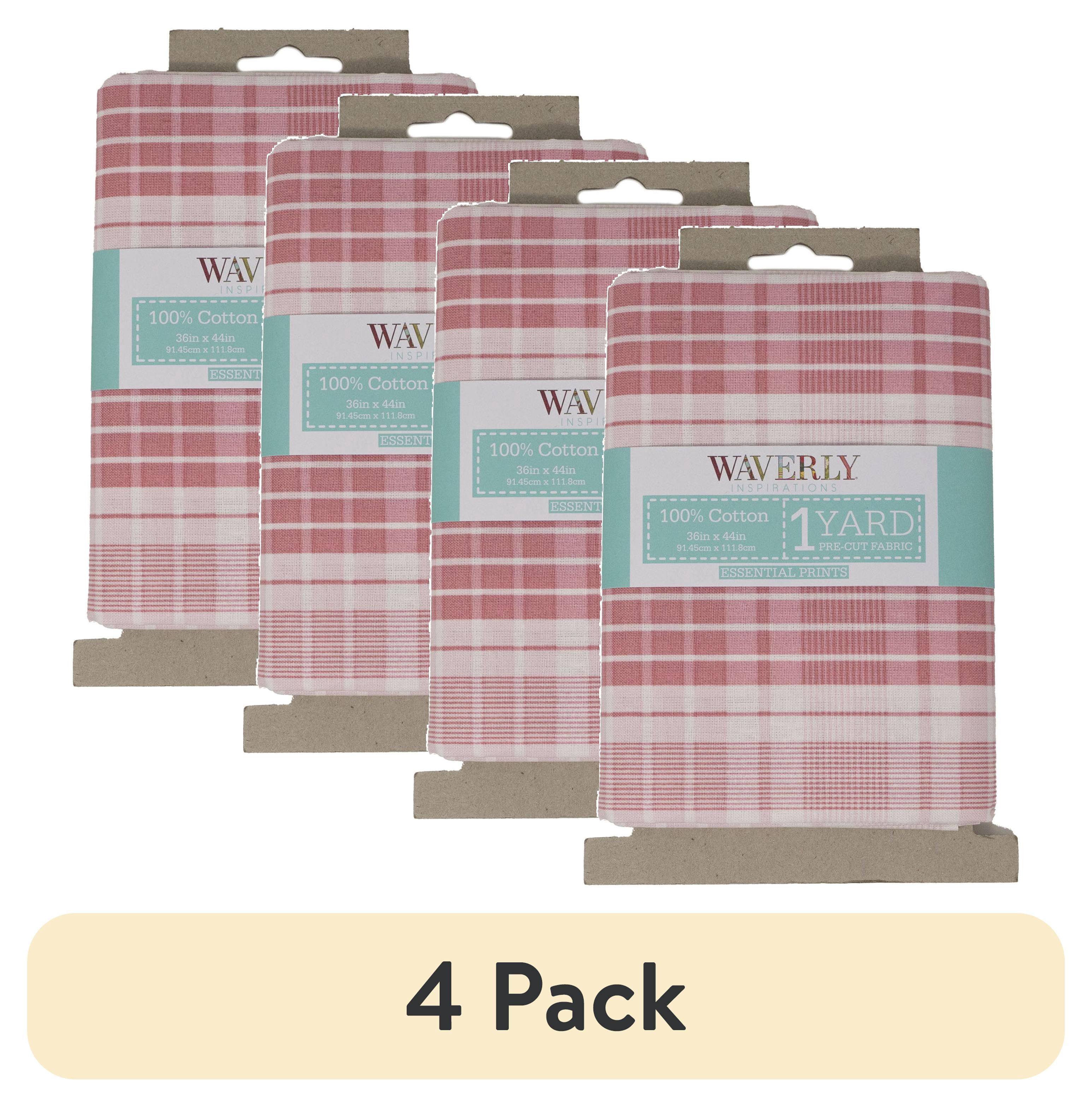 (4 pack) Waverly Inspirations 1 Yard Cut 100% Cotton Prints Fabric, Plaid Tea Rose, 44" Wide for Quilting & Sewing