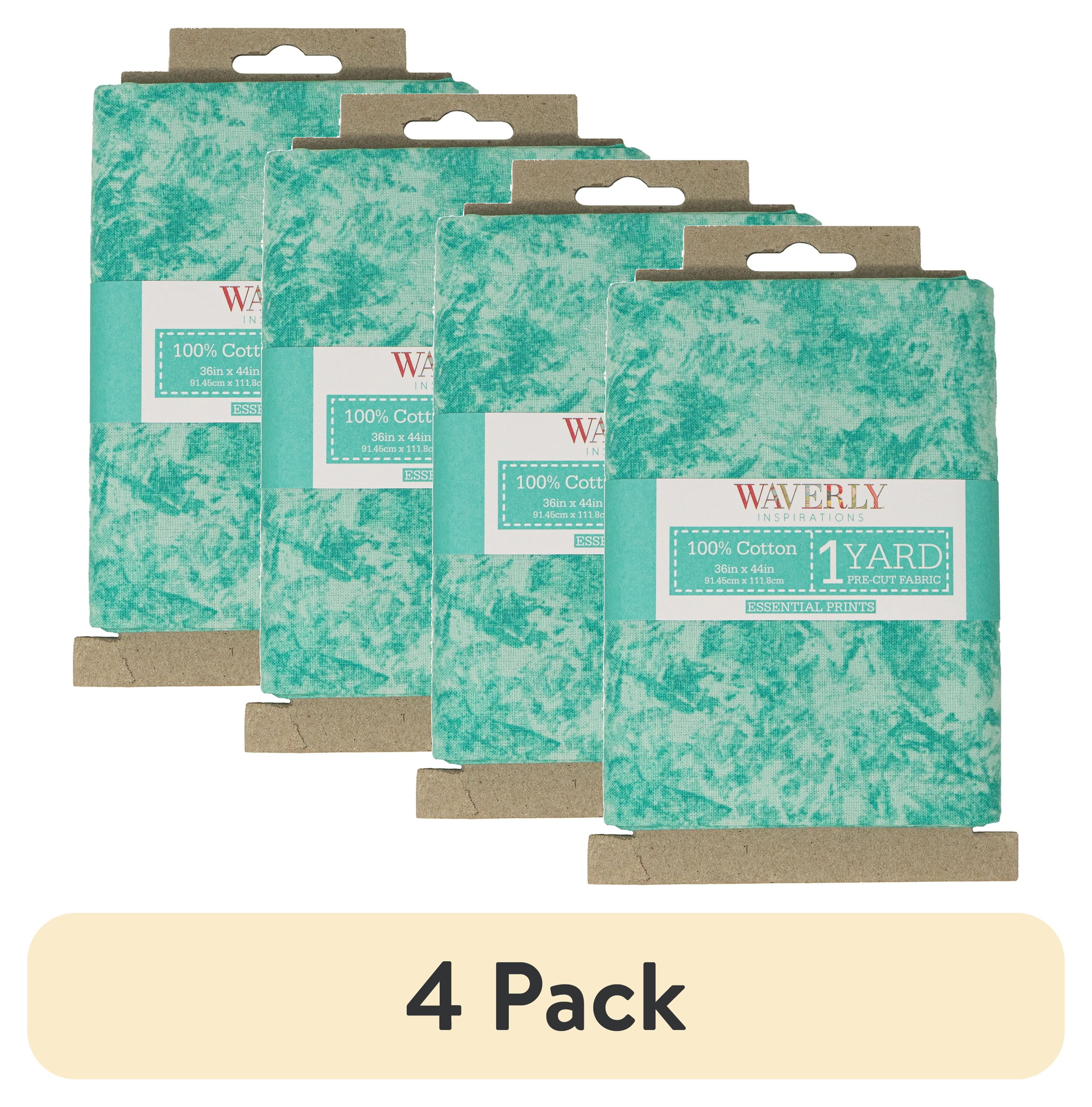 (4 pack) Waverly Inspirations 1 Yard Cut 100% Cotton Prints Fabric, Batik Aqua, 44" Wide for Quilting & Sewing