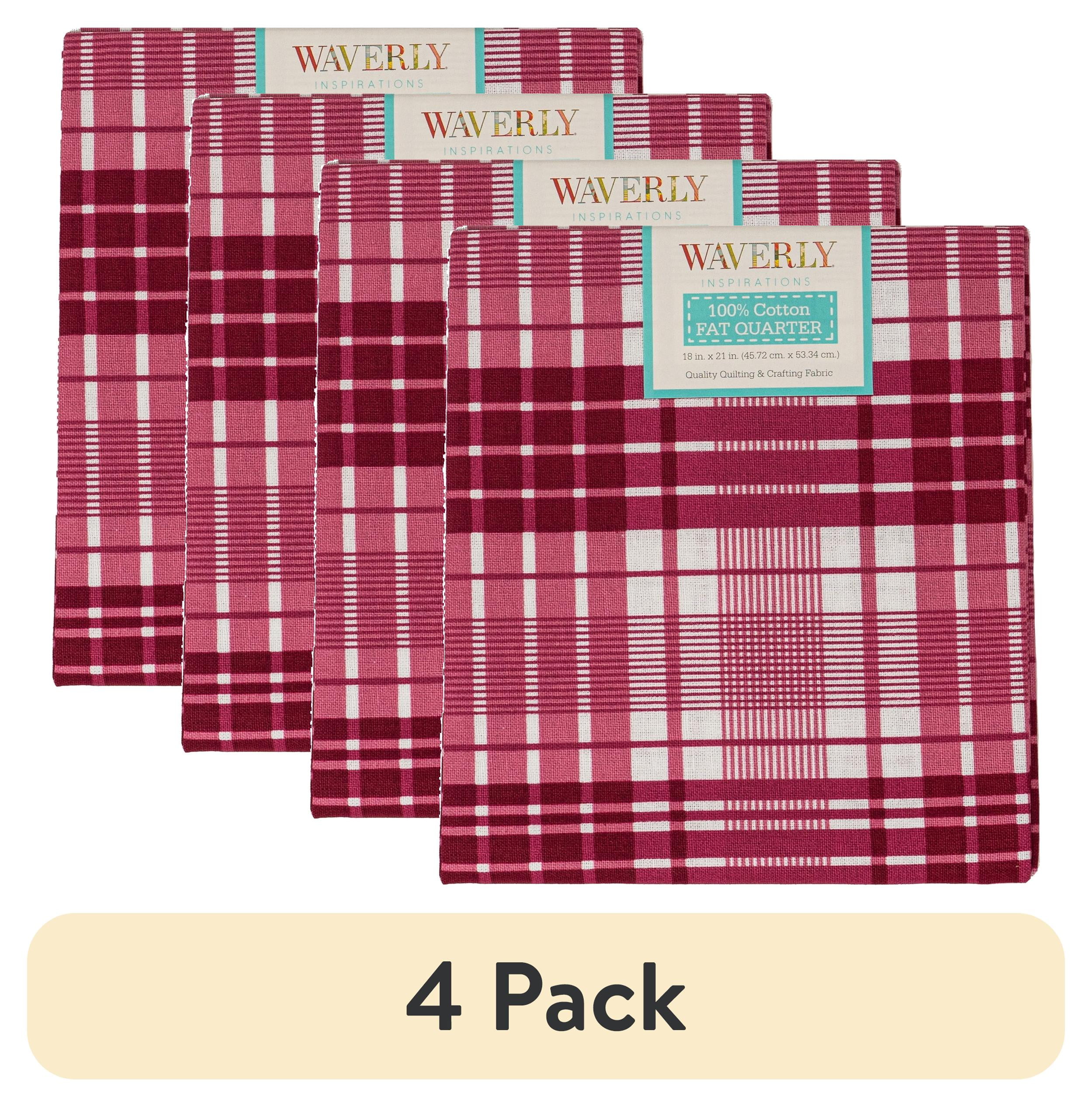 (4 pack) Waverly Inspirations, 100% Cotton, Sewing & Crafting, Plaid Cranberry, Fat Quarter, Prints, 21 x 18
