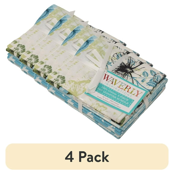 (4 pack) Waverly Inspirations, 100% Cotton, Sewing & Crafting, Riviera Fabric Bundle, 21 x 18, 5Pcs