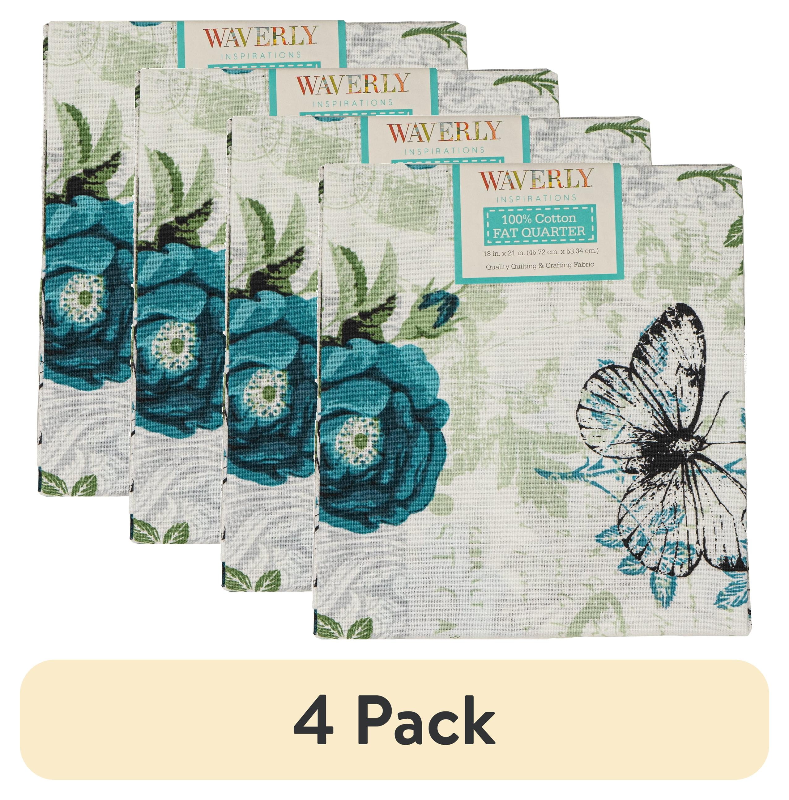 (4 pack) Waverly Inspirations, 100% Cotton, Sewing & Crafting, Rose Teal, Fat Quarter, Prints, 21 x 18