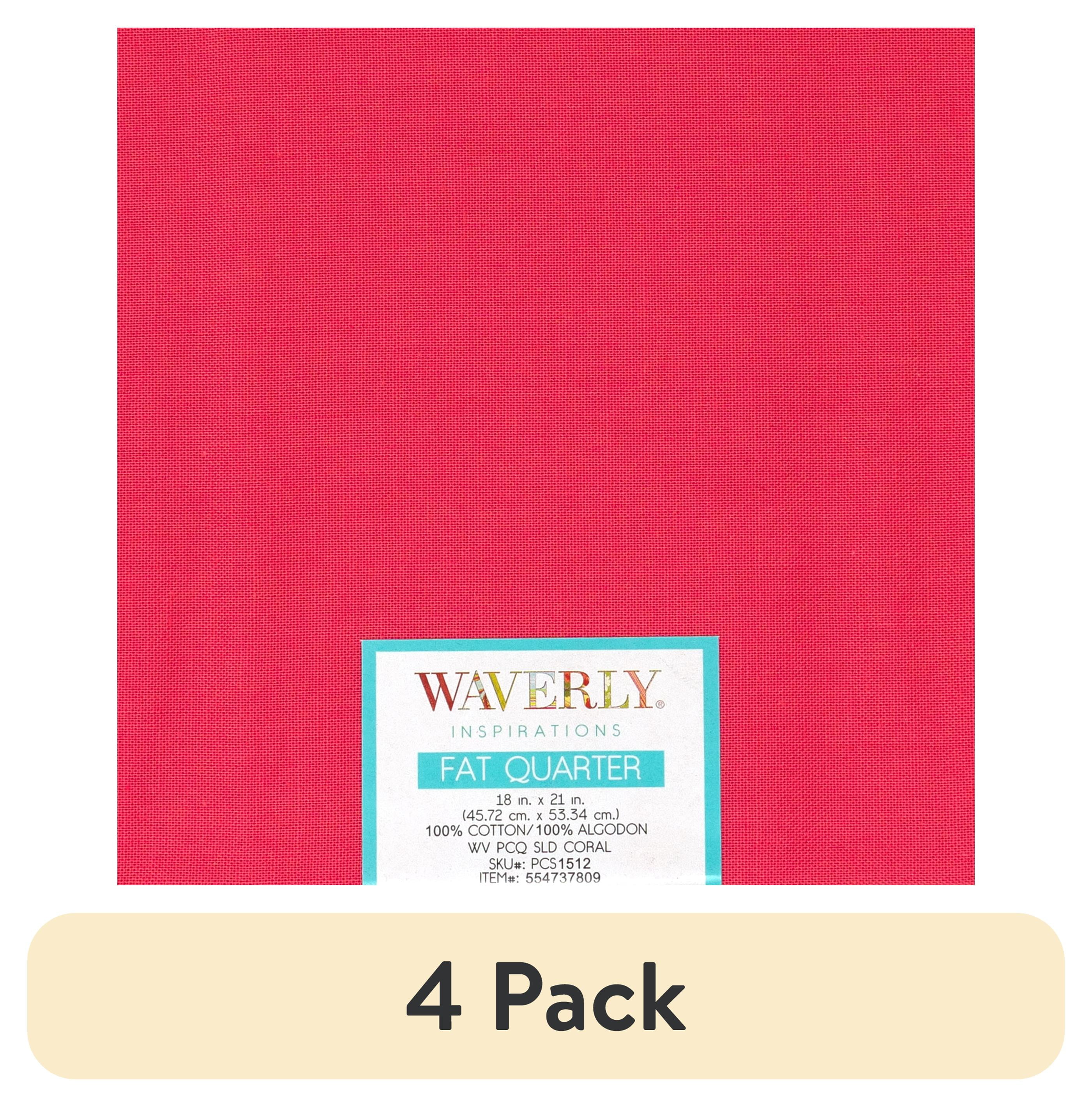 (4 pack) Waverly Inspirations Cotton 18" x 21" Fat Quarter Solid CORAL Print Fabric, 1 Each