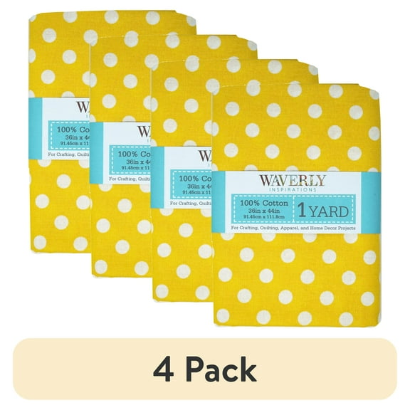 (4 pack) Waverly Inspirations 1 Yard Cut 100% Cotton Prints Fabric Large Dot Yellow 44" Wide for Quilting & Sewing