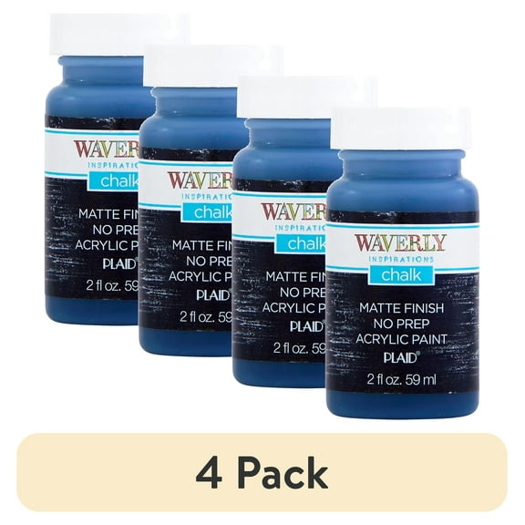 (4 pack) Waverly Inspirations Chalk Paint, Ultra Matte, Ink, 2 fl oz