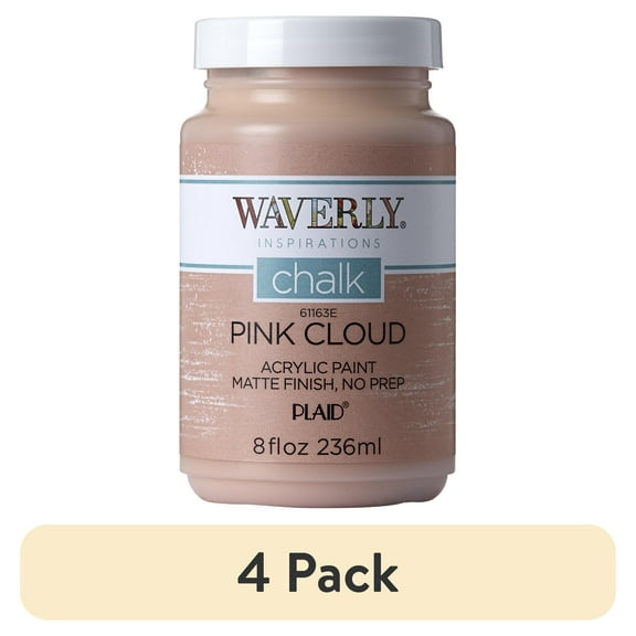 (4 pack) Waverly Inspirations Chalk Paint, Ultra Matte, Pink Cloud, 8 fl oz