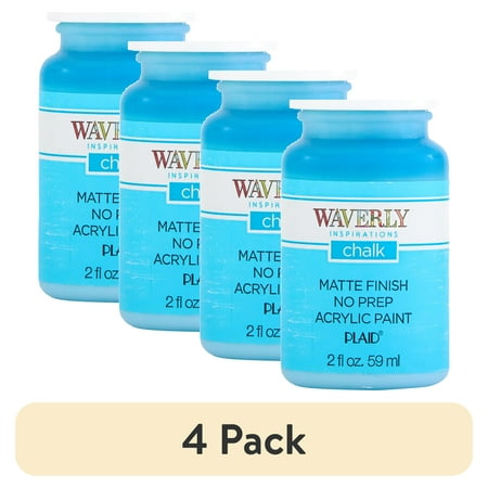 (4 pack) Waverly Inspirations Chalk Paint, Ultra Matte, Pool, 2 fl oz