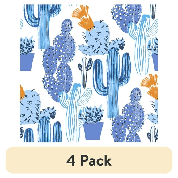 (4 pack) Waverly Inspirations Cotton 18" x 21" Cactus Rose Provence Blue Fat Quarter, 1 Piece