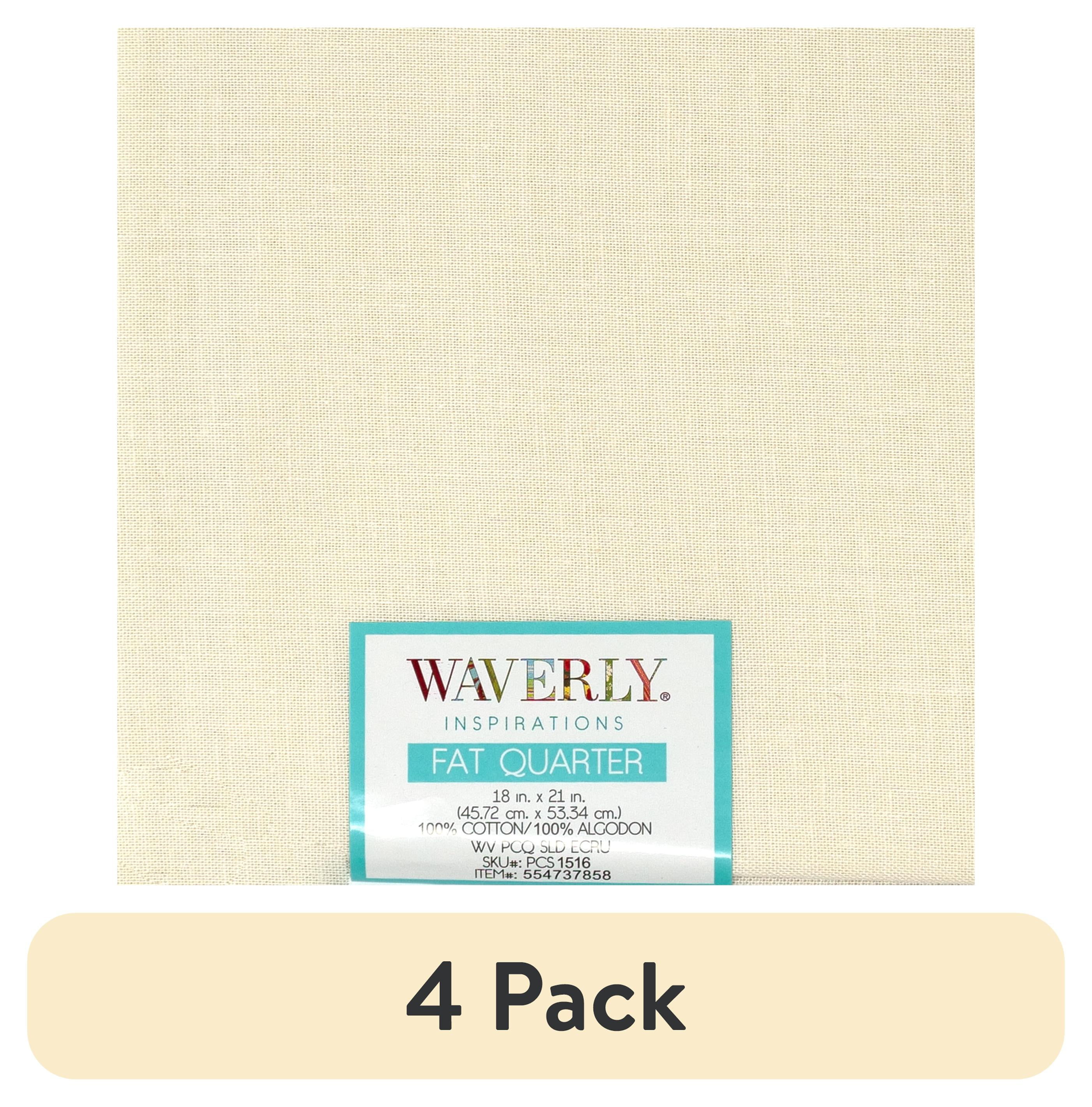 (4 pack) Waverly Inspirations Cotton 18" x 21" Fat Quarter ECRU Fabric, 1 Each