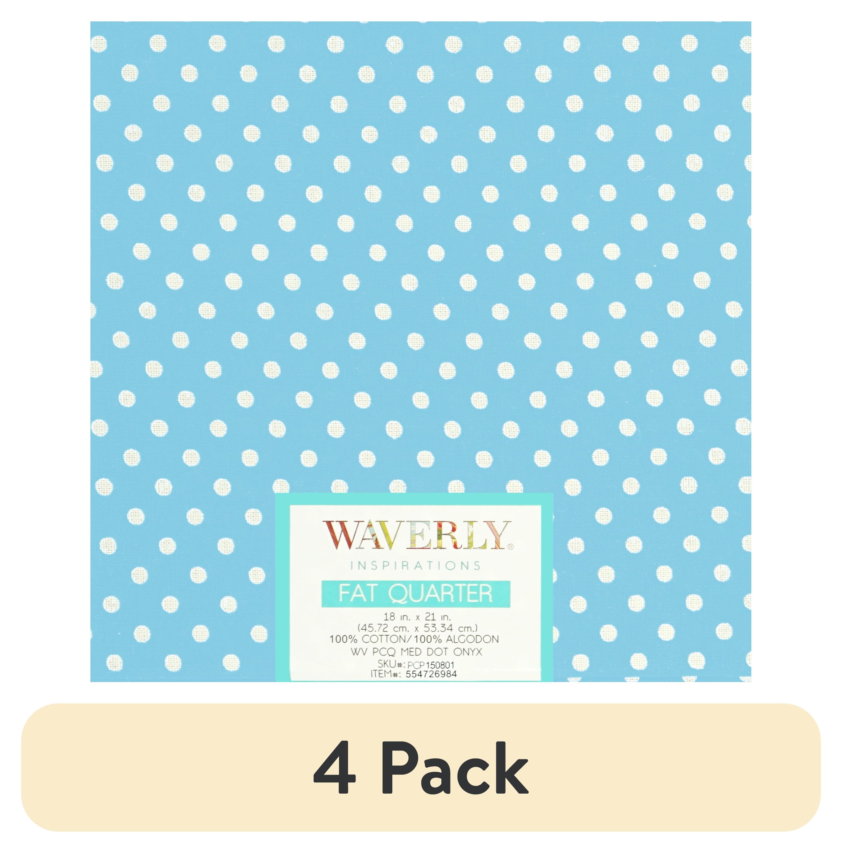(4 pack) Waverly Inspirations Cotton 18" x 21" Fat Quarter Medium Dot Aqua Print Fabric, 1 Each