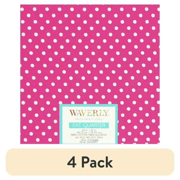 (4 pack) Waverly Inspirations Cotton 18" x 21" Fat Quarter Medium Dot MAGENTA Print Fabric, 1 Each