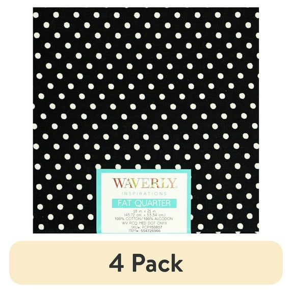 (4 pack) Waverly Inspirations Cotton 18" x 21" Fat Quarter Medium Dot Onyx Print Fabric, 1 Each