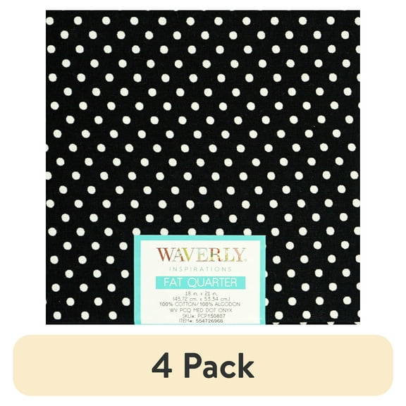 (4 pack) Waverly Inspirations Cotton 18" x 21" Fat Quarter Medium Dot Onyx Print Fabric, 1 Each