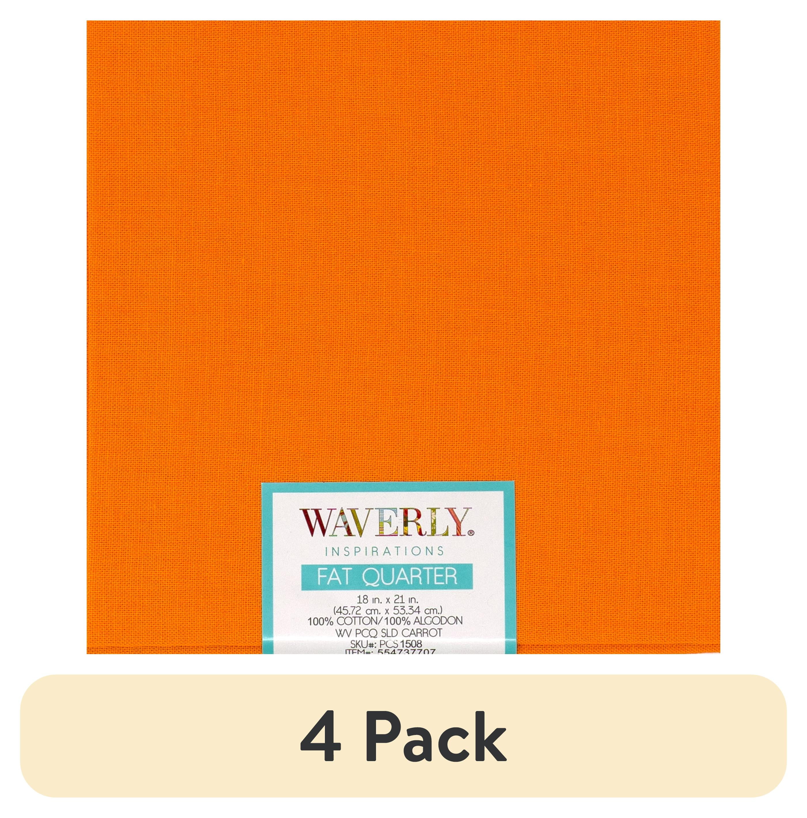 (4 pack) Waverly Inspirations Cotton 18" x 21" Fat Quarter Solid Carrot Print Fabric, 1 Each