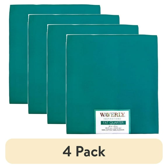 (4 pack) Waverly Inspirations Cotton 18" x 21" Fat Quarter Solid PEACOCK Print Fabric, 1 Each