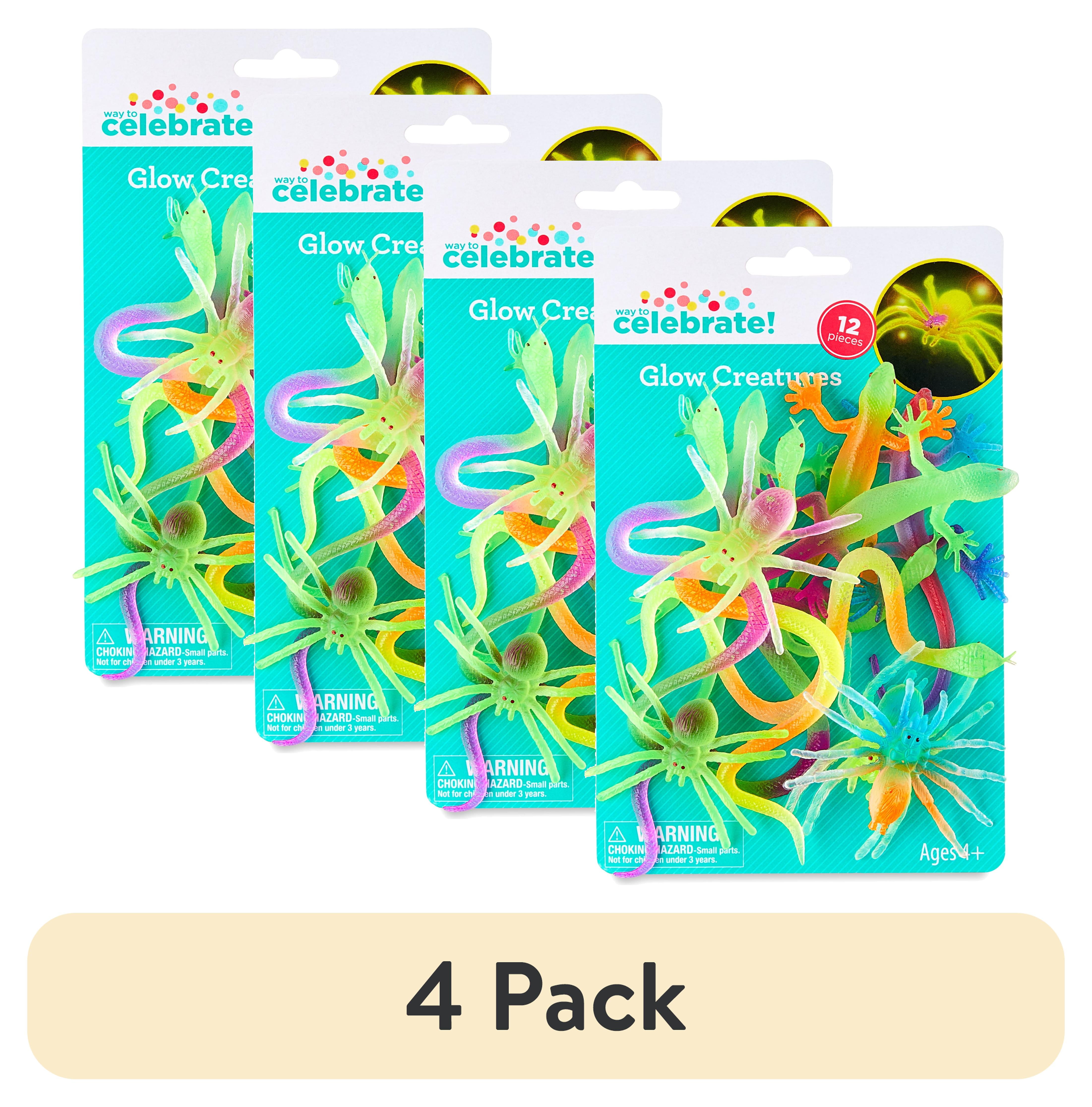 (4 pack) Assorted Color Glow Creatures Party Favors, 12 Count, by Way To Celebrate