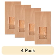 4 pack 12 Count, 3.9 x 2.3 x 7.8 IN Each, Kraft Treat Bags with Stickers, by Way To Celebrate