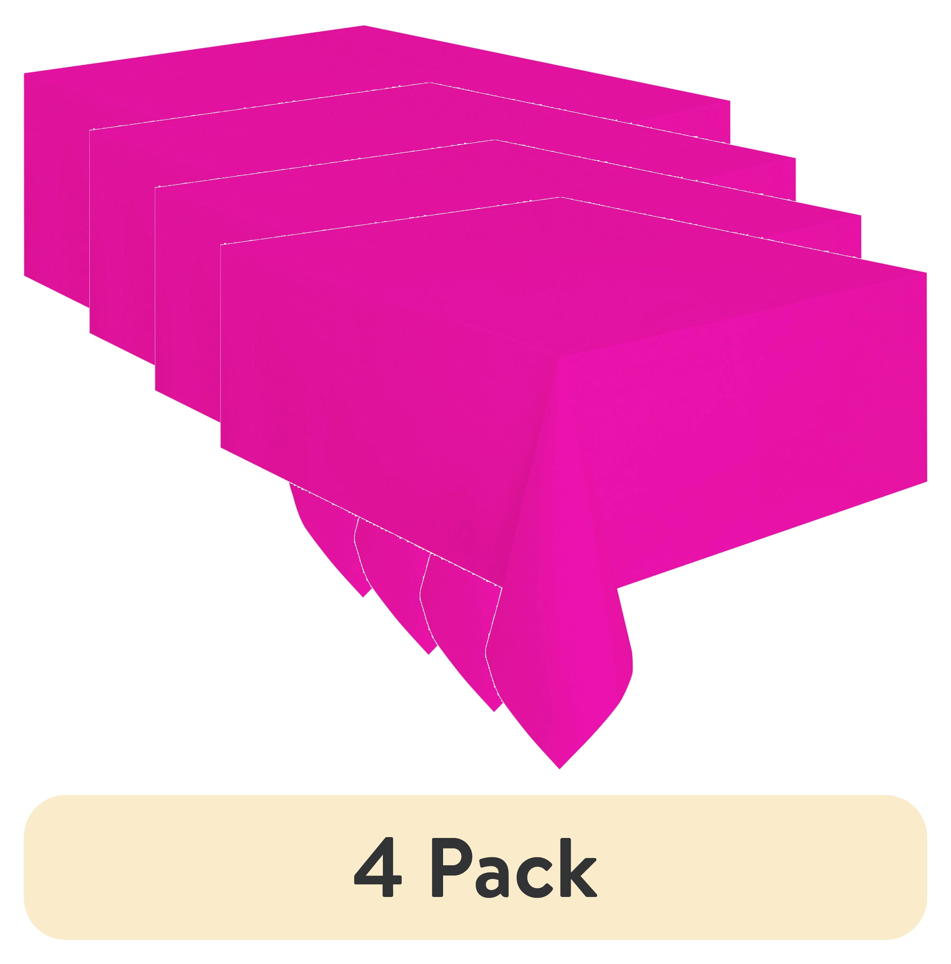 (4 pack) Way To Celebrate Plastic Rectangular Table Covers, Pink, 54 in x 108 in, 3 Count