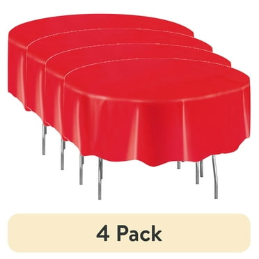 (4 pack) Way to Celebrate! Red Plastic Round Tablecloths, Round, 84in, 2ct