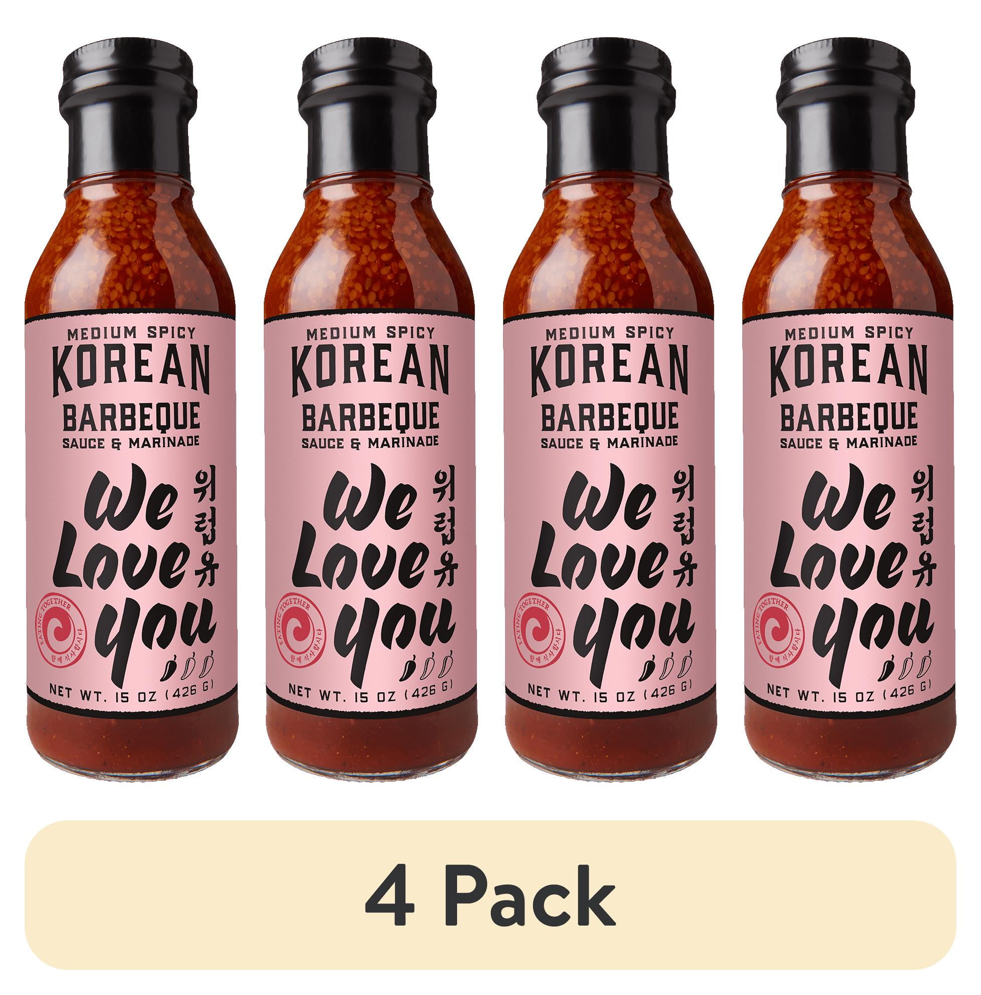 (4 pack) We Love You Medium Spicy Korean BBQ Sauce & Marinade, 15oz
