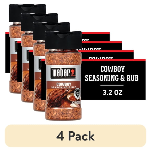 (4 pack) Weber Cowboy Seasoning & Rub, Kosher 3.2 OZ Shaker