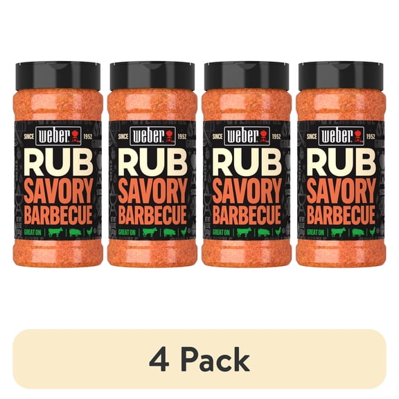 (4 pack) Weber Savory Barbecue Dry Rub, Gluten Free, 13.5 oz