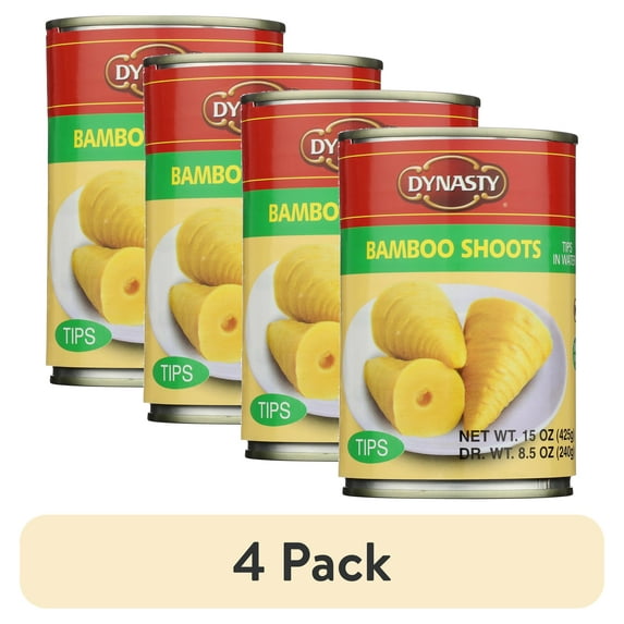(4 pack) Dynasty Bamboo Shoots, 15 oz, Sliced, Canned & Jarred Vegetables