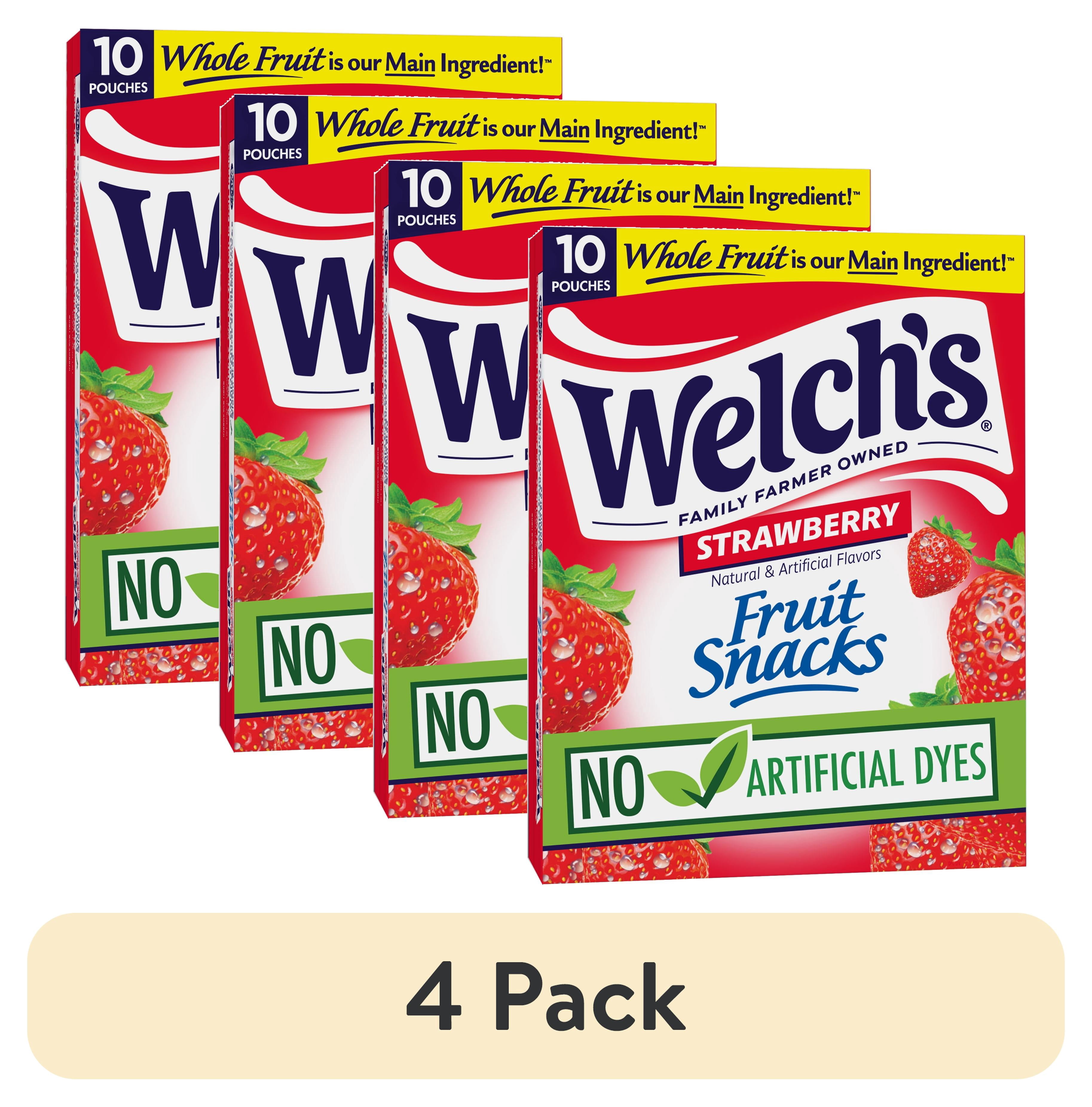 (4 pack) Welch's Fruit Snacks, Strawberry, Soft Fruit Snacks, 0.8 oz (10 Pack)