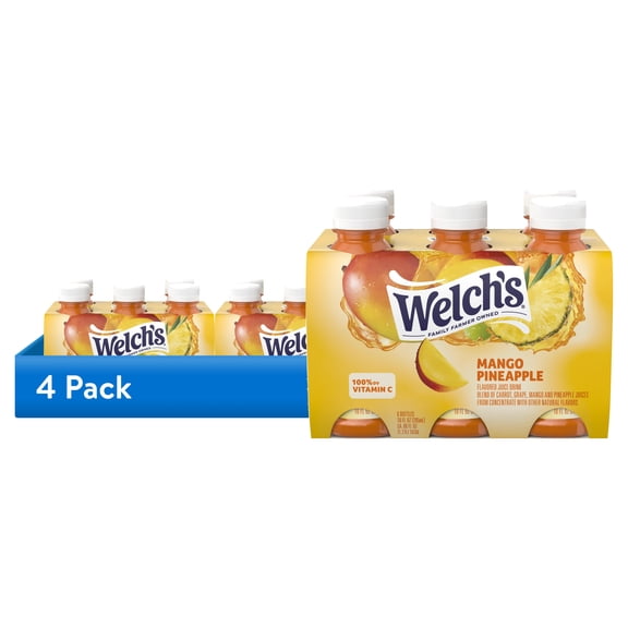 (4 pack) Welch's Mango Pineapple Juice Drink, 10 fl oz On-the-Go Bottle (Pack of 6)