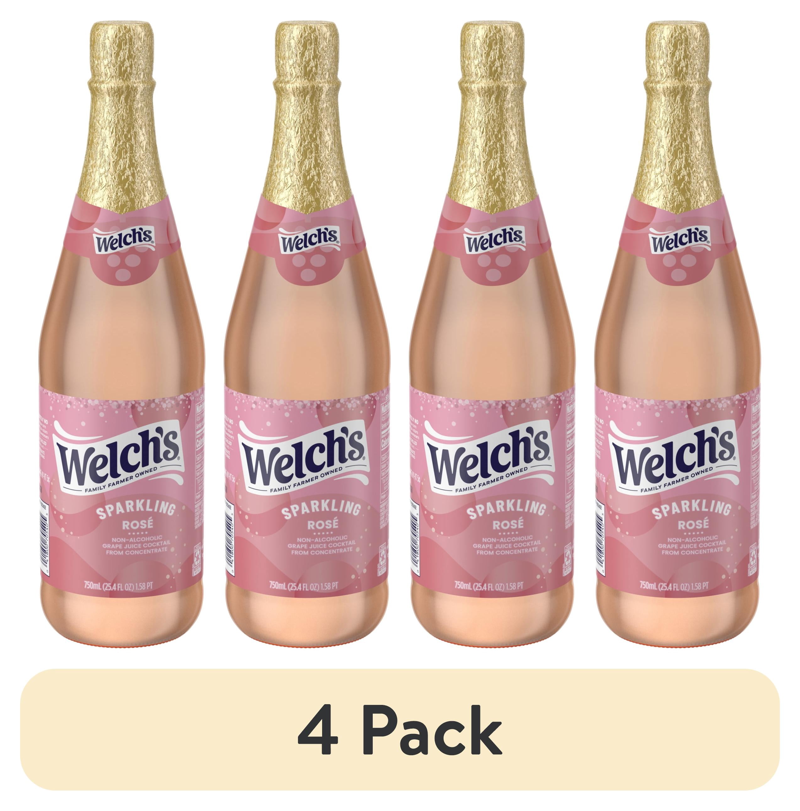 (4 pack) Welch's Non-Alcoholic Sparkling Rosé Grape Juice Cocktail, 25.4 fl oz Bottle