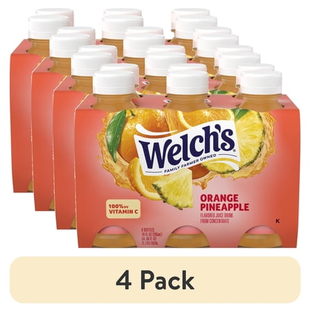 (4 pack) Welch's Orange Pineapple Juice Drink, 10 fl oz On-the-Go Bottle (Pack of 6)