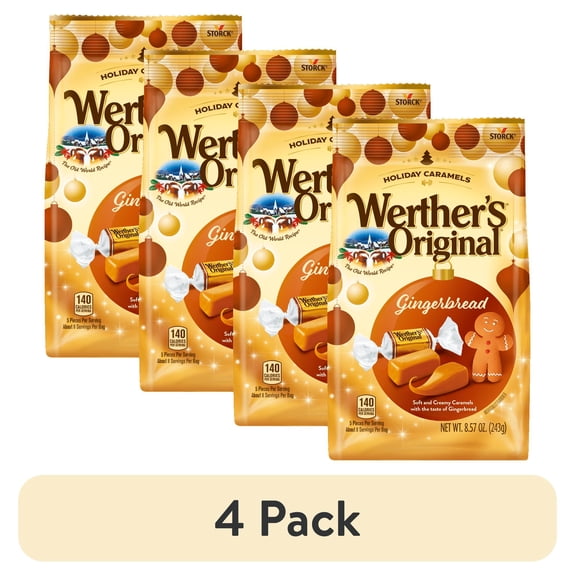 (4 pack) Werther's Original Soft and Creamy Caramel Gingerbread Candy, 8.57 oz. Bag