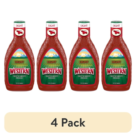 (4 pack) Western Light Sweet & Smooth French Salad Dressing, 15 fl. oz.