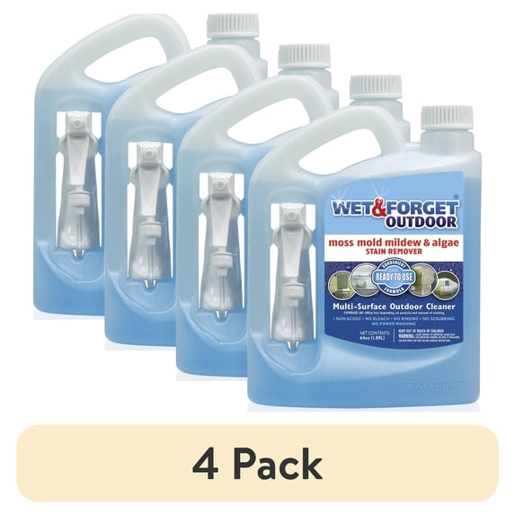 (4 pack) Wet & Forget Outdoor Moss, Mold, Mildew, and Algae Stain Remover Spray, 64 oz