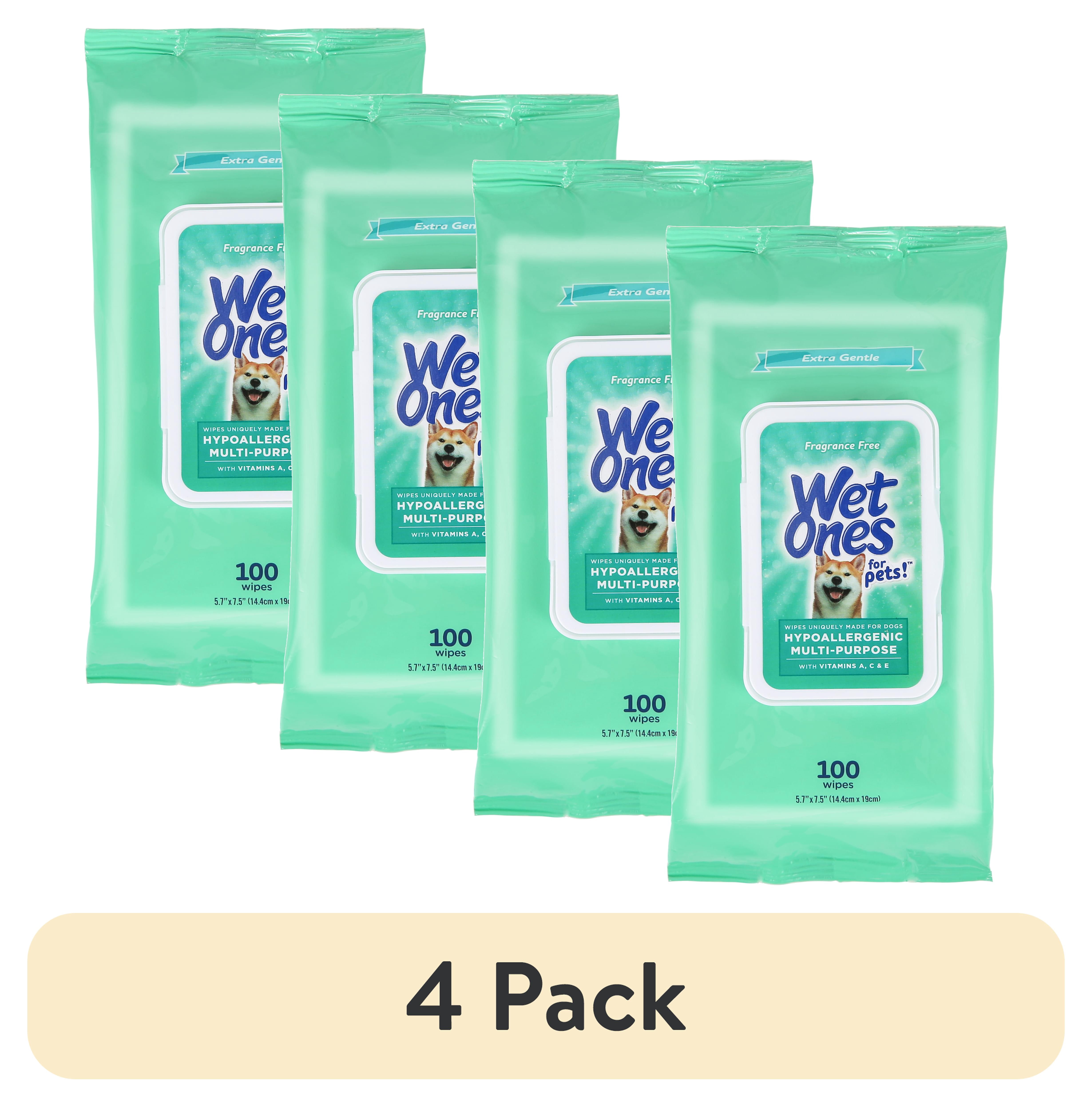 (4 pack) Wet Ones Hypoallergenic Wipe for Dogs - 100 ct pouch