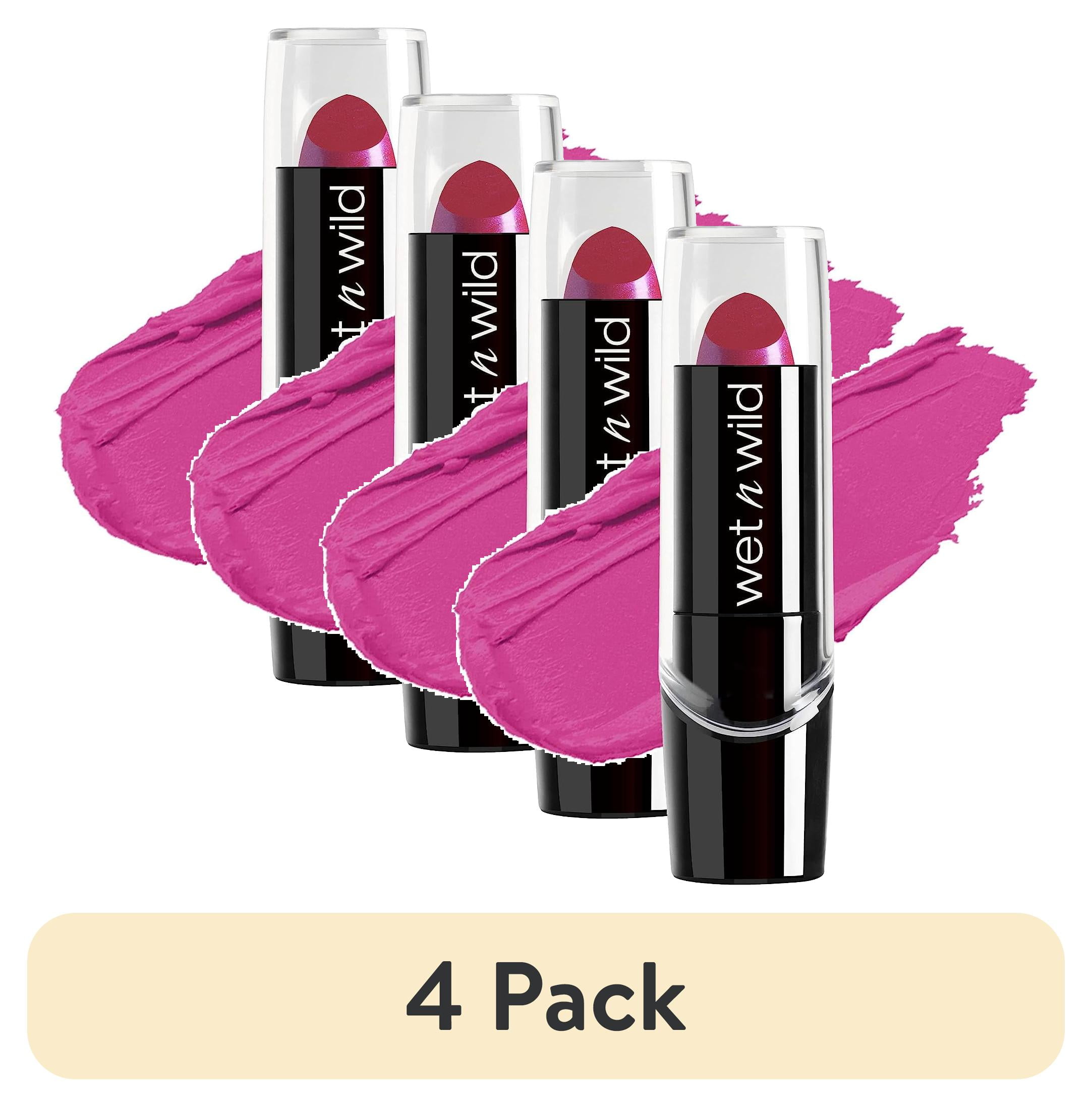 (4 pack) Wet n Wild Silk Finish Lipstick with Vitamins A & E and Aloe Vera - Fuchsia With Blue Pearl