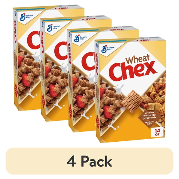 (4 pack) Wheat Chex Breakfast Cereal, Homemade Chex Mix Ingredient, 14 oz