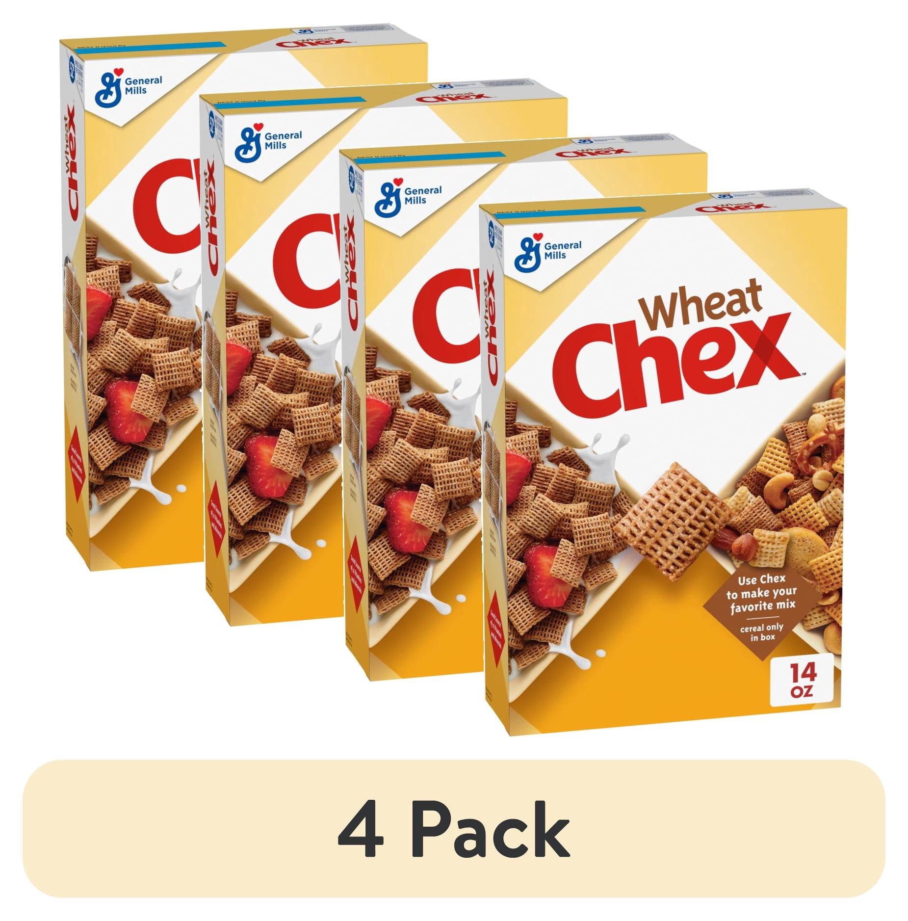 (4 pack) Wheat Chex Breakfast Cereal, Homemade Chex Mix Ingredient, 14 ...