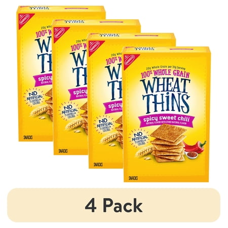 (4 pack) Wheat Thins Spicy Sweet Chili Snacks, Whole Grain Wheat Crackers, Snack Crackers, 8.5 oz