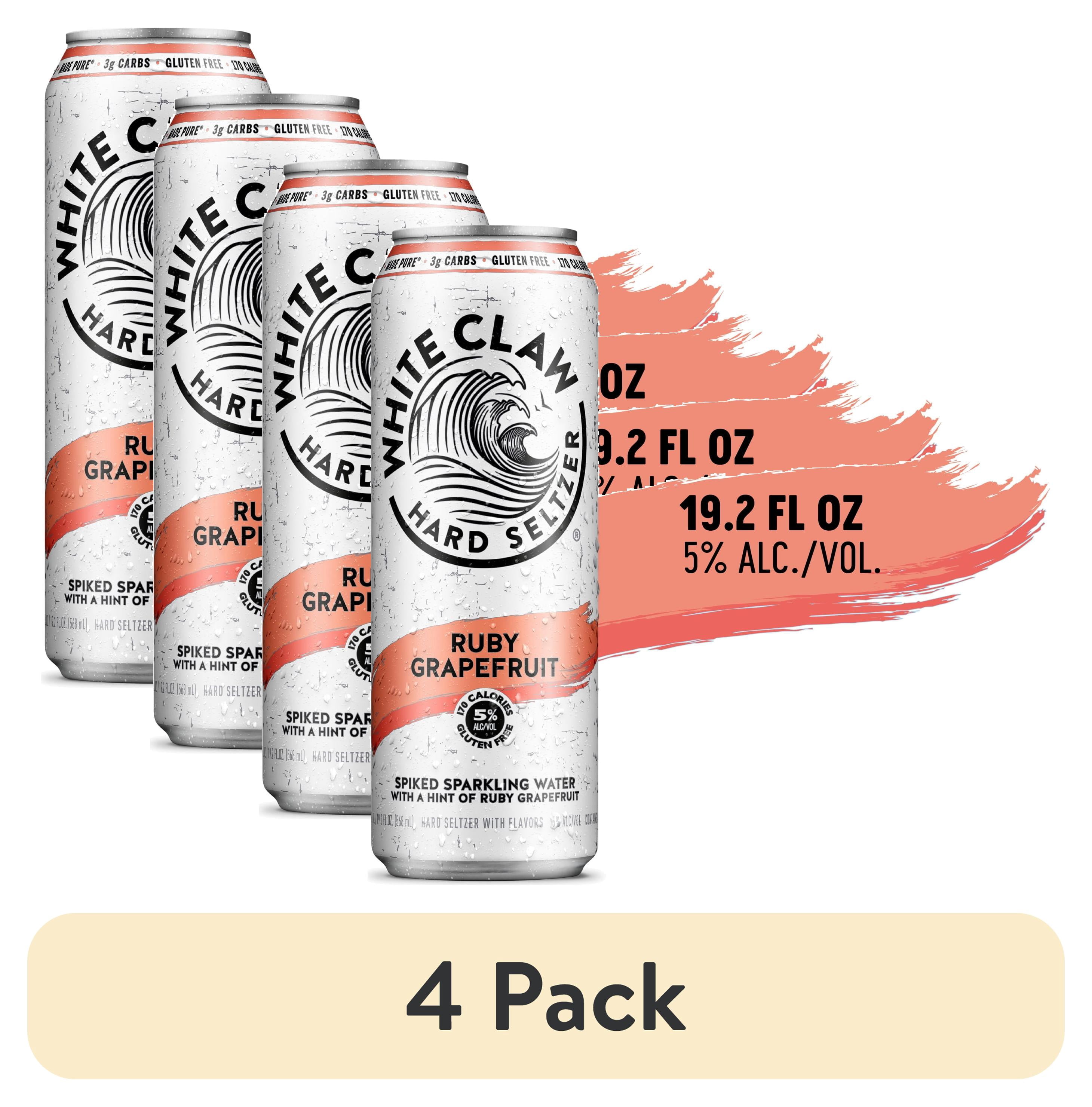 (4 pack) White Claw Hard Seltzer Ruby Grapefruit, 19.2 fl oz Can, 5% ABV