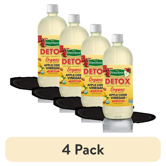 (4 pack) White House Detox Apple Cider Vinegar, 16 fl oz