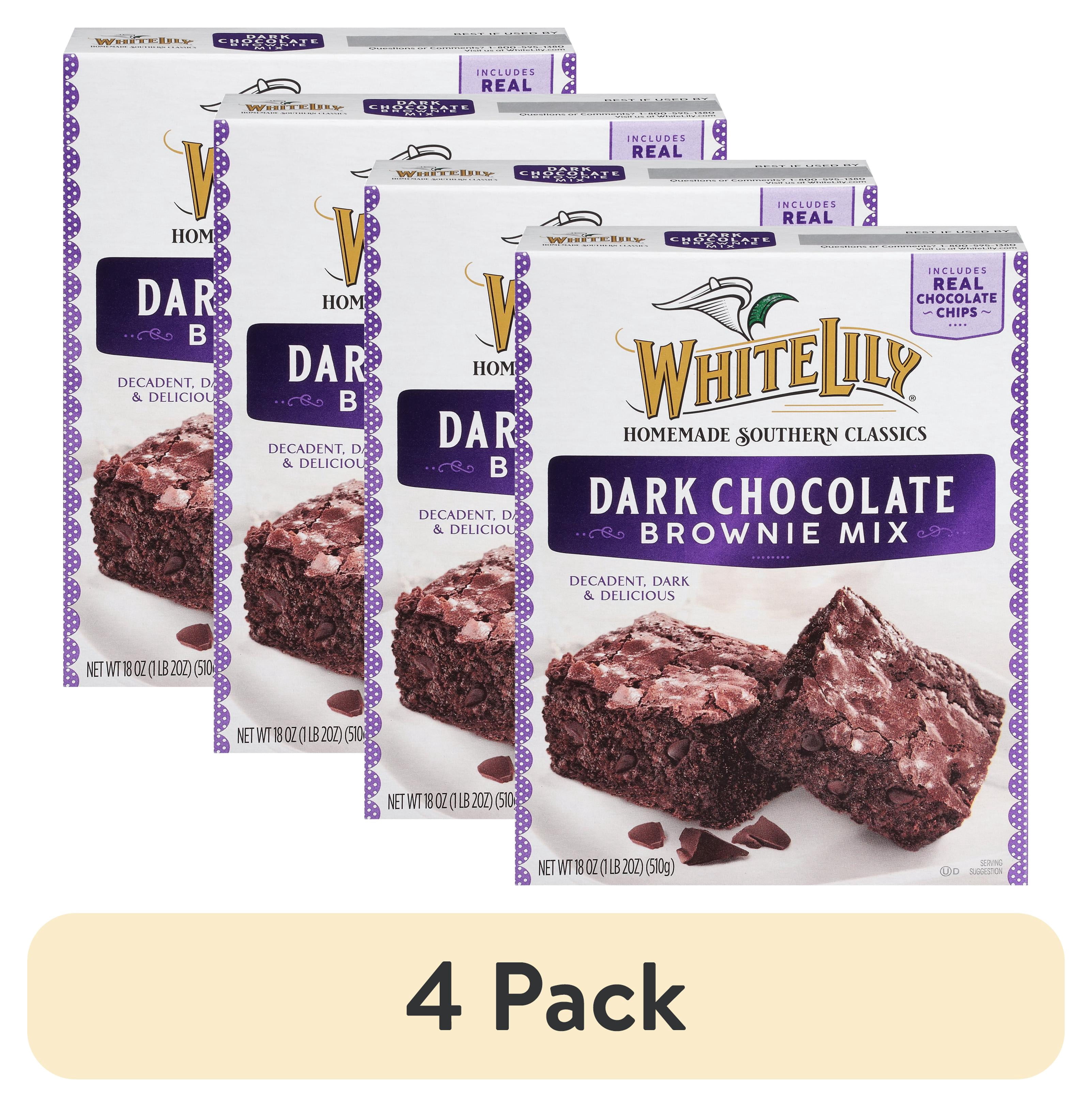 (4 pack) White Lily Dark Chocolate Brownie Mix, 18 oz Box
